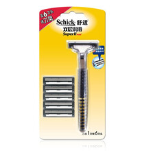 舒适（Schick）剃须刀刮胡刀修胡刀刮毛刀 手动男士 2层刀片双层润滑 1刀架6刀头