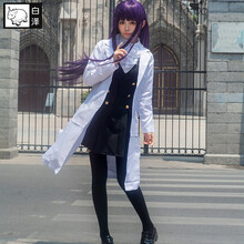 白泽凛凛蝶COS服装全套装动漫周边妖狐X仆SS白鬼院cosplay女装道具歌留多假发衣服 凛凛蝶全套衣服+白大褂+紫黑色假发（送袜子+发网） S码