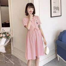 郁彼孕妇装夏装外出2019新款孕妇连衣裙中长款时尚潮妈孕妇裙子夏季宽松透气衬衫裙 桔红4055 L