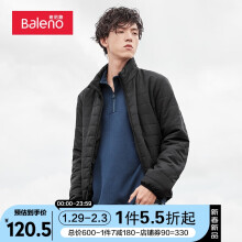 班尼路（Baleno）棉服立领夹克纯色轻薄棉服男青年潮流休闲外套 00A纯黑 M    87.6元