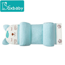 Boxbaby婴儿枕头防偏头彩棉定型枕0-1岁新生儿宝宝纠正矫正防偏头枕头多功能透气荞麦儿童头型枕 小猫咪定型枕（有挡枕）