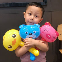 儿童充气锤子玩具小榔头卡通气球宝宝敲打棒惩罚道具带哨子响铃铛 卡通黄色鸭带铃铛