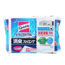 日本原装 花王quickle湿巾马桶厕所便圈清洁去污去味除菌一次性湿纸巾 祛异味替换装20枚