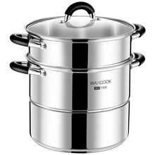 美厨（maxcook）蒸锅汤锅 304不锈钢高汤蒸锅 26cm汤锅复底二层 MCZ911