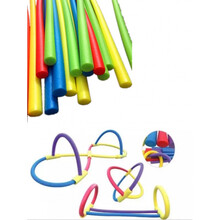 彩色实心空心幼儿园体操海绵棒环泡沫面条棍软棒感统玩具器材 实心1.2米长(红黄蓝绿粉紫色)