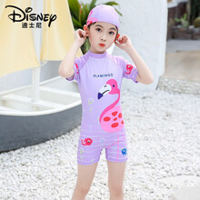 迪士尼（Disney） 新女童游泳衣连体可爱公主小童女宝宝泳装 韩版儿童冲浪服潮 火烈鸟  L
