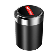 峡山途跃 WEY魏派VV5 VV6 VV7 P8车载烟灰缸时尚金属带盖带LED灯车内烟灰缸 潮牌磨砂黑-红标