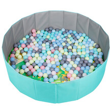 海洋球折叠池儿童家用男女宝宝沙滩玩具室内围栏婴儿决明子沙波波球 1.2米蓝池+爬行垫+300海洋球