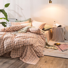 一雨一禾 全棉双层纱单品被套AB版 A类母婴标准 纯棉色织提花被罩无荧光剂无甲醛家纺床上用品 桔粉 150cm*200cm 单件被套