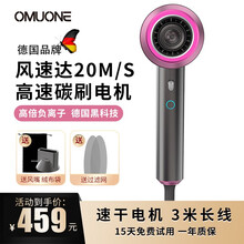 自营德国OMUONE欧慕尼高速电吹风机家用大功率负离子孕妇儿童理发店专业用静音吹风筒沙龙版速干不伤发 典雅灰（理发师版）