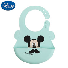 迪士尼（DISNEY） 婴儿硅胶围兜饭兜 宝宝防水饭兜硅胶 喂食围嘴兜 儿童吃饭兜 米奇绿