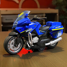 仿真铁骑摩托车回力合金车模型灯光声效赛车3岁男孩儿童玩具礼物 （国宾）蓝色警车