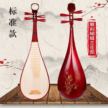 成人琵琶 初学民族乐器硬木红木练习琴演奏琵琶厂家直销 成人硬木雕刻兰花图+15年保修