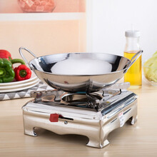 沉弗 加厚固体液体酒精炉小火锅不锈钢锅家用干锅炉学生宿舍酒精锅套装户外套装 不锈钢方形炉+中号锅