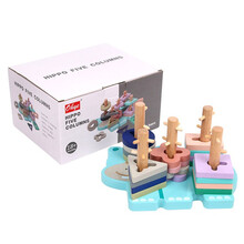 儿童启蒙早教形状配对积木套柱男女孩子宝宝1-2-3周岁益智力玩具 河马五柱配对