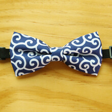 唐造宠物三角巾秋田柴犬项圈领结狗狗猫咪口水巾颈圈 蓝唐草蝴蝶结 S-小型