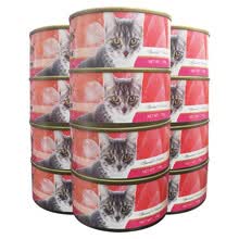 美滋元红白肉猫罐头170g*12罐 成幼猫咪湿粮包 猫零食吞拿鱼猫罐头 金枪鱼+鲜虾（红白肉170g*12罐）