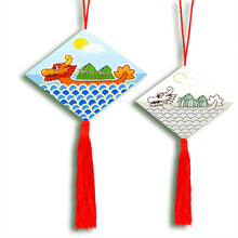 diy粽子香包香囊端午节手工材料包 艾草挂脖儿童幼儿自制随身涂色作业暖场自己制作活动- 彩色印刷A3款