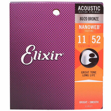 elixir琴弦伊利克斯吉他弦套装16052nanoweb覆膜木吉他民谣 11027(11-52)黄铜薄覆膜