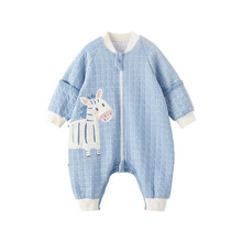 威尔贝鲁(WELLBER)婴儿睡袋儿童防踢被宝宝可脱袖空调房睡袋四季通用空气棉斑马85