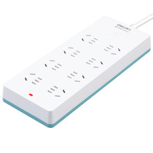 得力（deli）1个（白蓝）插座/插排/插线板/接线板/排插/拖线板 新国标 8位5米 总控开关 18320（05）