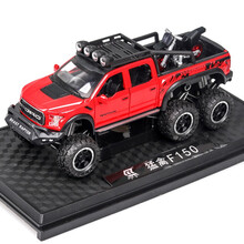 福特猛禽1:24越野车模玩具车仿真合金汽车模型儿童玩具男孩小汽车回力声光 福特猛禽越野车-红色