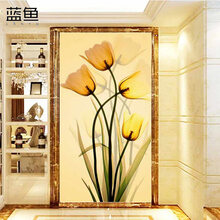 蓝鱼（LANYU）3D郁金香花瓶过道走廊玄关背景墙壁画艺术墙布入户门壁纸墙纸墙布尺寸定制 色泽匀称-宣绒纸