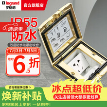 罗格朗地插座IP55黄铜盖板10A五孔隐藏式双层防水硅地面插（不含底盒）