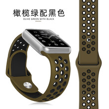 jdhdl 适用apple watch5代苹果手表表带iwatch4/3/2/1代表带硅胶运动型带 橄榄绿配黑 40mm(4/5代专用
