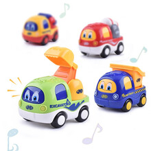 宝宝玩具车模型儿童耐摔惯性小汽车回力车工程车婴儿小飞机声光车玩具男孩1-3岁六一儿童节礼物 音乐工程车（4只装）