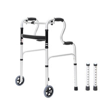 世道 英国 助行器老年人助步器腰腿部复健器防滑轻便可折叠四角拐杖 1369-弯管助行器/通用款(黑色)+坐垫一个