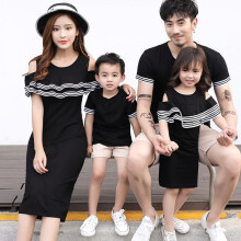 亲子装母女装连衣裙春夏新款女童夏季短袖时尚裙子蝶鹿 女童110（连衣裙）