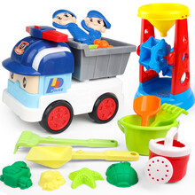 泰芬乐 夏天海边沙滩车玩具宝宝戏水儿童早教便携工具挖沙漏铲子玩沙土雪亲子互动工程车套装六一儿童节礼物