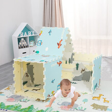 丘巴爬行垫拼接XPE环保婴儿玩具拼图爬爬垫加厚2CM宝宝泡沫地垫儿童客厅家用游戏毯 森林城堡XPE材质拼接垫60*60*2（4片装）