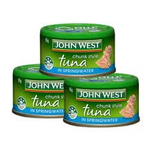 JOHN WEST 西部约翰 三文鱼罐头 金枪鱼罐头即食健身95g三明治沙拉饭团材料 烟熏 金枪鱼 三罐泉水浸金枪鱼95g