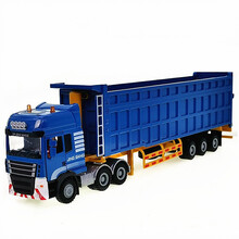 油罐车合金车工程运输车模大卡车自卸翻斗车模 儿童货柜挖掘推土机汽车模型玩具 重型卡车蓝色