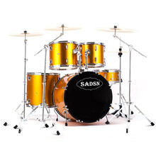 架子鼓成人儿童5鼓2镲3镲4镲初学者专业考级演奏入门爵士鼓 成人爵士鼓 土豪金5鼓4镲（加厚鼓腔）