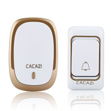 智能无线门铃家用防水门铃直流电池老人病人紧急呼叫器办公室电子一拖二远距离电铃无限遥控电池门玲感应器 金色一拖一即1按钮+1主机 送电池