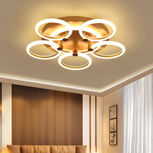 VVS美学灯 网红款现代简约卧室灯金色轻奢LED吸顶灯个性创意书房灯北欧主房间灯具灯饰 5圈50cm无极调光+遥控