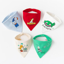 格子熊 5条装婴儿三角巾口水巾纯棉婴幼儿宝宝围嘴双层卡通透气按扣新生儿童头巾围兜五条装 星辰犬（5条装） 【适合0-5岁】