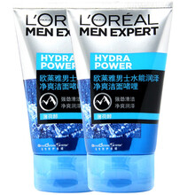 欧莱雅（LOREAL）男士洗面奶 护肤品 洁面乳 深度清洁 控油平衡 水能润泽净爽洁面啫喱100mlx2支