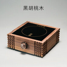 容山堂纯钛烧水壶实木电陶炉茶炉煮茶器防烫茶壶家用电热水壶茶具 黑胡桃实木电陶炉-方格款