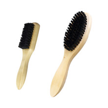 2把刷子套装猪鬃毛木柄刷鞋油刷柔软毛不伤鞋光面皮鞋刷油皮具抛光上色刷子 贝净洁 单面刷+长柄刷