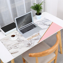 玲魅 鼠标垫大号粉色系列可爱卡通彩印定制柔软舒适防水防污易携带游戏办公键盘垫学生桌垫90*42CM大理石3