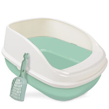 【带猫砂铲】憨憨宠 猫砂盆 猫厕所大号半封闭式猫沙盆宠物猫便盆幼猫成猫防外溅猫屎盆猫咪用品 茶青绿  大号