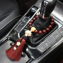 木菩印象档位珠佛珠汽车挂件车内饰品车载挂饰后视镜紫檀车挂 档位挂件 15mm17颗  莲花吊坠