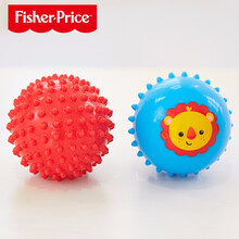 费雪婴儿玩具球宝宝手抓球按摩球弹力球0-1岁捏捏叫小皮球软胶触觉感知球0-1岁刺刺球 F0908红蓝宝宝按摩球