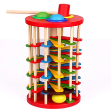 皮奥索儿童玩具 婴幼儿益智玩具 木制彩色敲球落梯玩具 敲球台