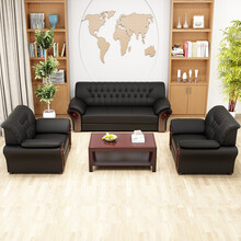 中尊 现代简约办公沙发 会客接待真牛皮办公室沙发 小型客厅出租房沙发 优质西皮单人位