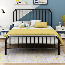 劲豹 北欧铁艺床单人1.5米铁架床 欧式铁床双人床1.8米公主床现代简约 美式宿舍网红床 A款黑色 1800*2000